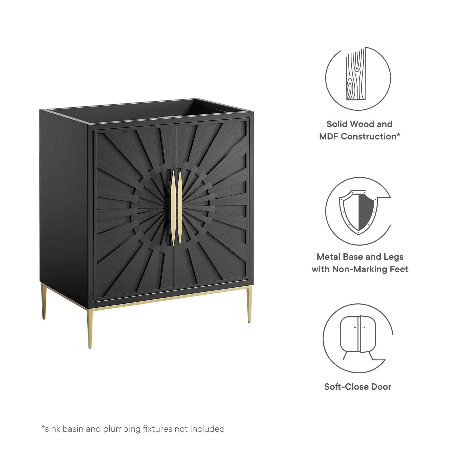 Modway Awaken 30″ Solid Wood and MDF Bathroom Vanity Cabinet in Black