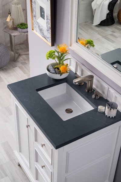30″ James Martin De Soto 825-V30-BW-3CSP Vanity Cabinet Charcoal Soapstone Top