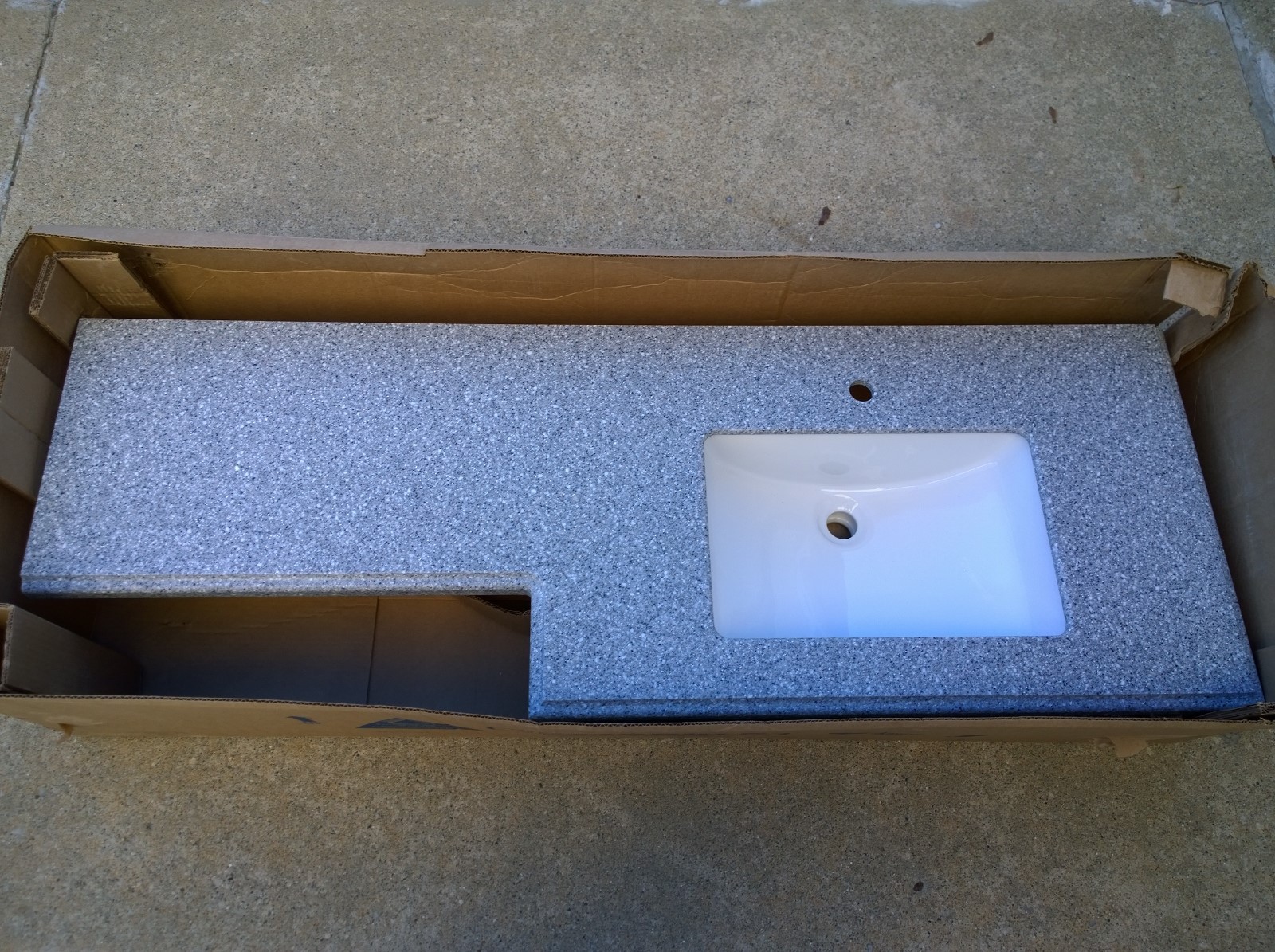 BRAND NEW Nice Cultured Granite Bathroom VANITY TOP + Ceramic Sink 60″ W x 22″ D