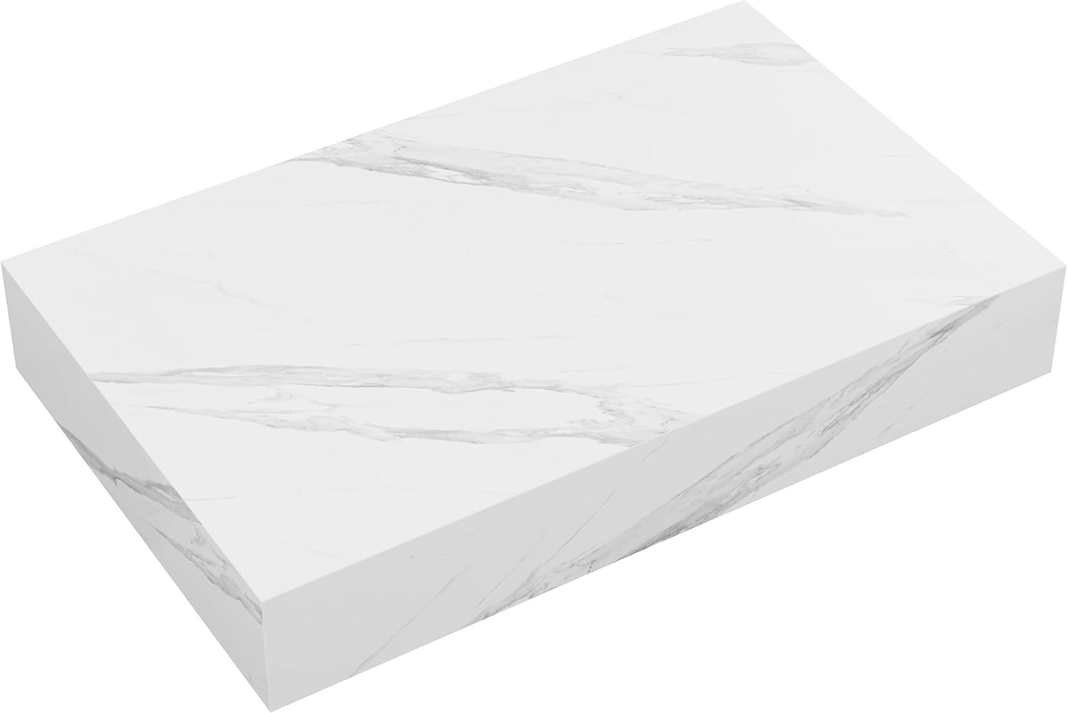 Monaco 36″ White Marble Floating Vanity with Vessel Sink for Bathroom