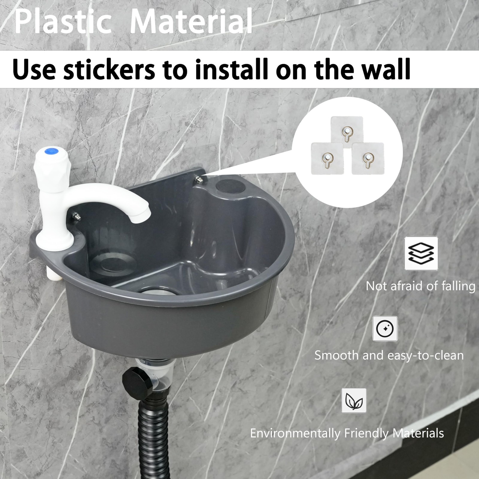 Shawoo Small Bathroom Sink Wall Mount Bathroom Sink Wash Basin No-Drill