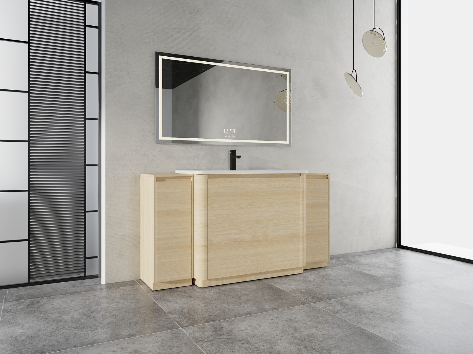 40in Plywood Freestanding Bathroom Vanity W/Ceramic Sink 2x Storage Cabinet Oak