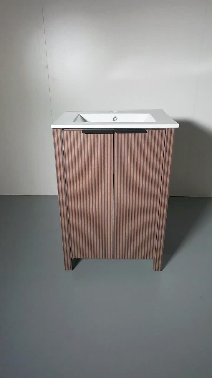 Bathroom Vanity Cabinet with White Ceramic Sink 30″ x 18.5″ x 34.5″ Brown