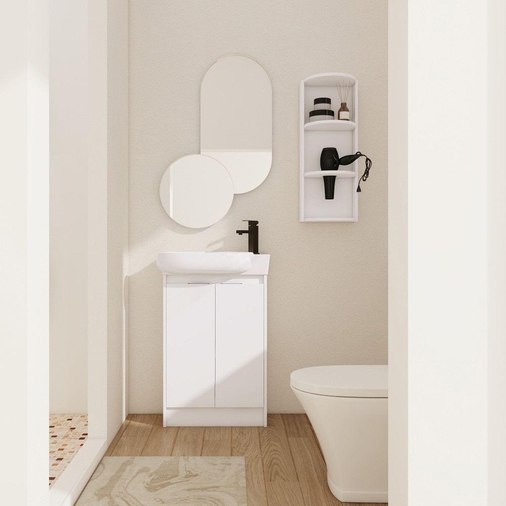 Freestanding Bathroom Vanity with Sink, Storage Shelf, and Soft-Close Doors