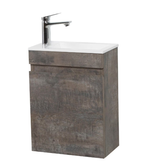 Abruzzo 16″ Floating Bathroom Vanity Resin Sink Soft-Close Dark Birch Cabinet 🔷