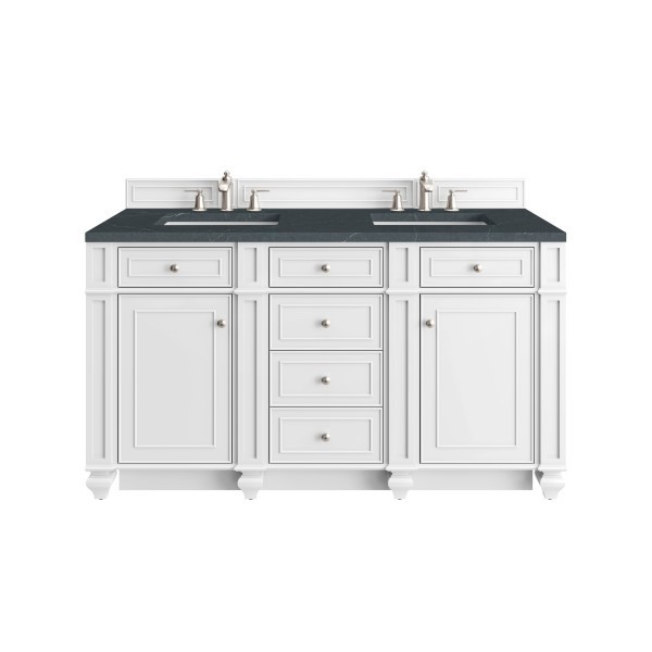 60″ James Martin Bristol 157-V60D-BW-3CSP Double Vanity Cabinet Charcoal Top