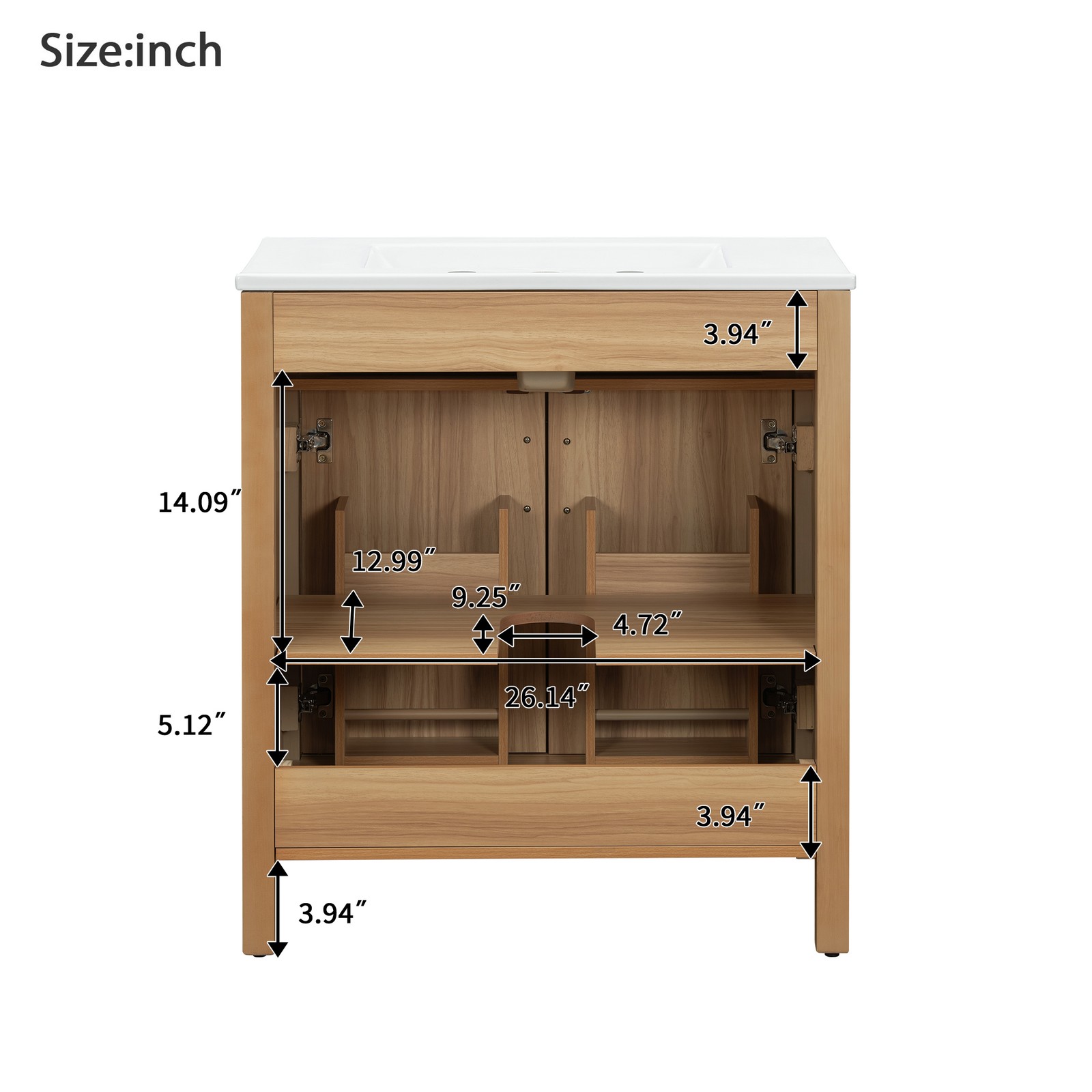 60″ Wood Bathroom Vanity with Solid Wood Frame, 4 Soft Close Doors,2 Flip Drawer