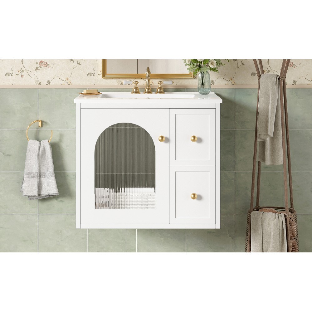 24″ Bathroom Vanity Set Wall Mounted for Small Space, Bathroom Cabinet