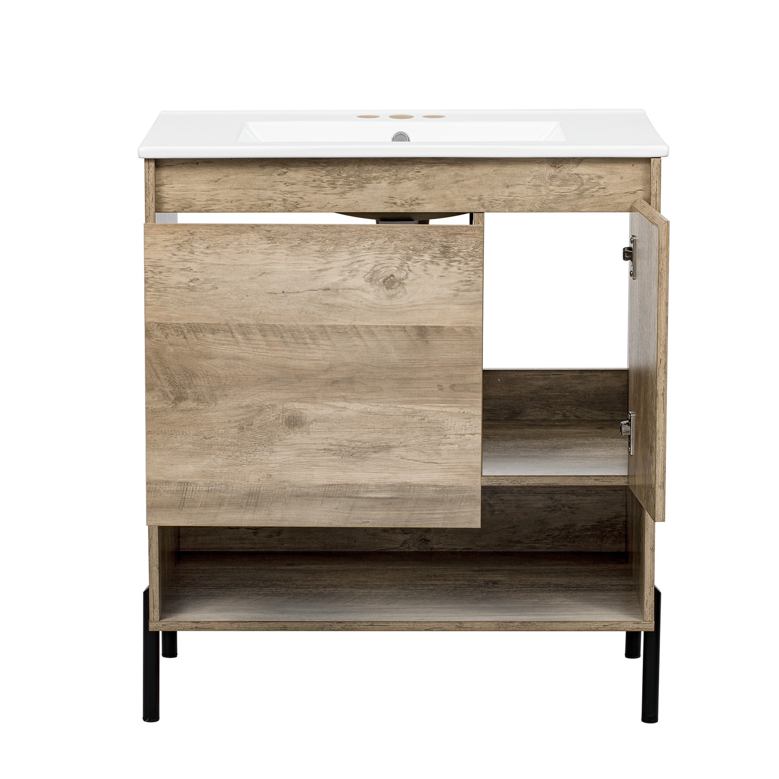 30″ Modern Wood Bathroom Vanity w/Ceramic Sink Bathroom Storage Cabinet，Drawer