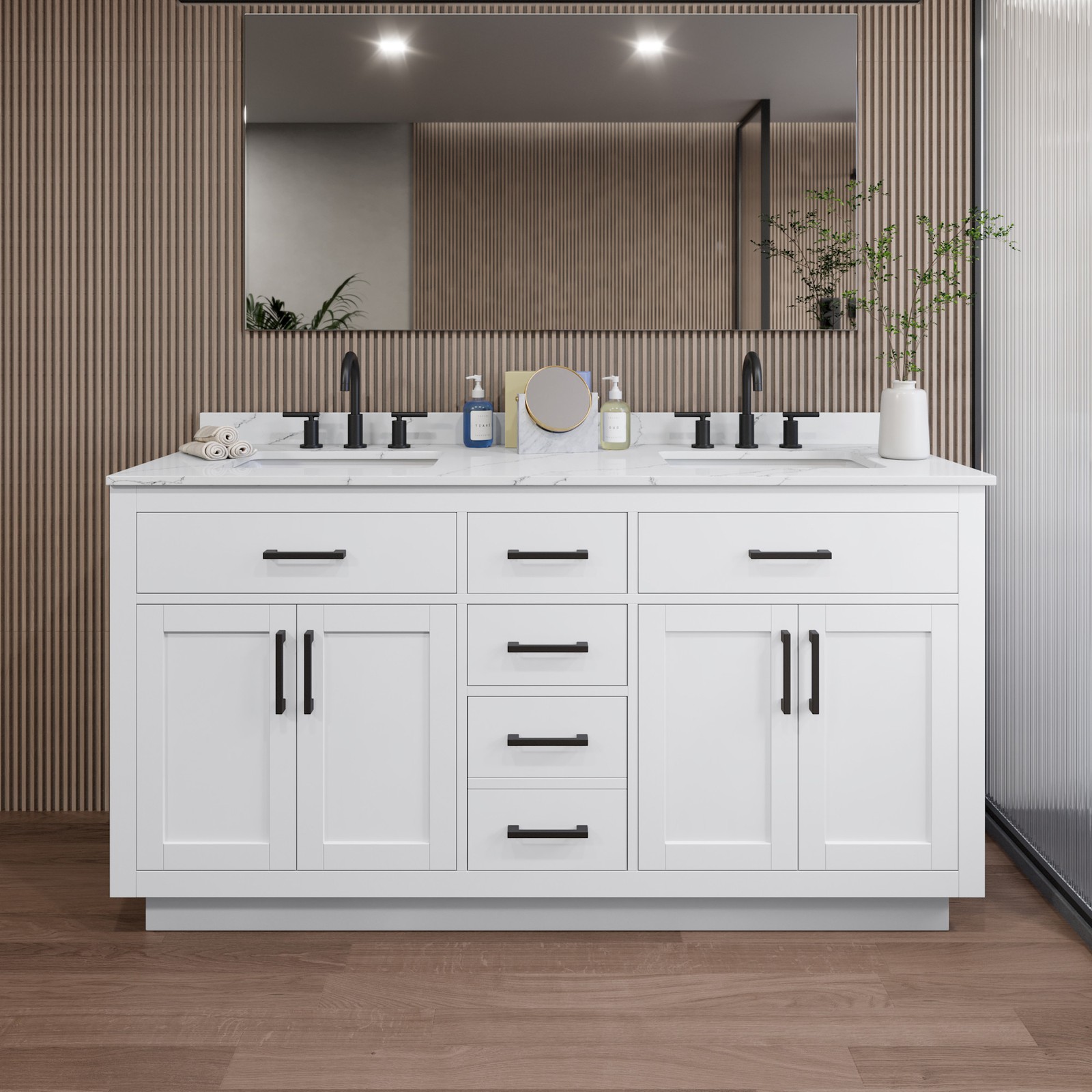 Wyndham Collection WCG262666D-QTZ-US3MXX Beckett TK 66″ – White / Giotto Quartz