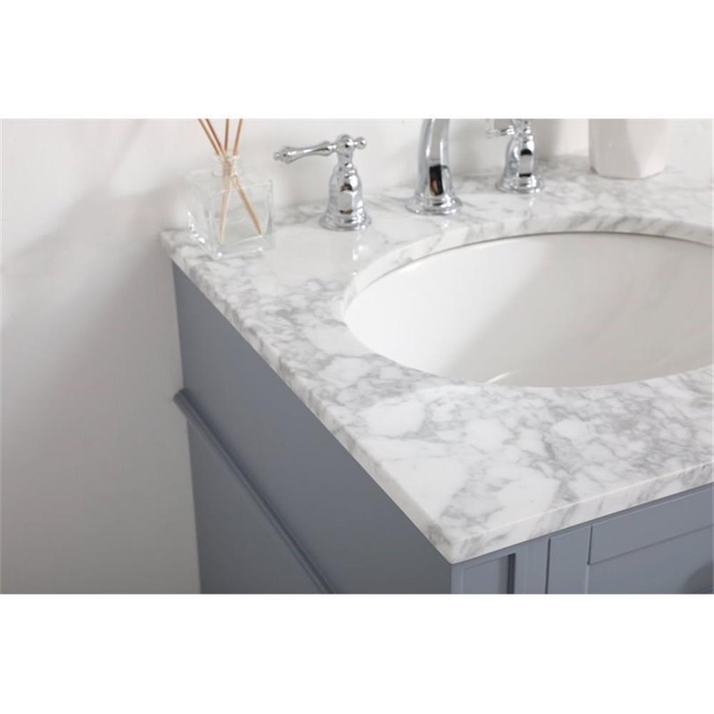 Elegant Decor Park Avenue 21″ Metal MDF Marble Single Bathroom Vanity in Gray