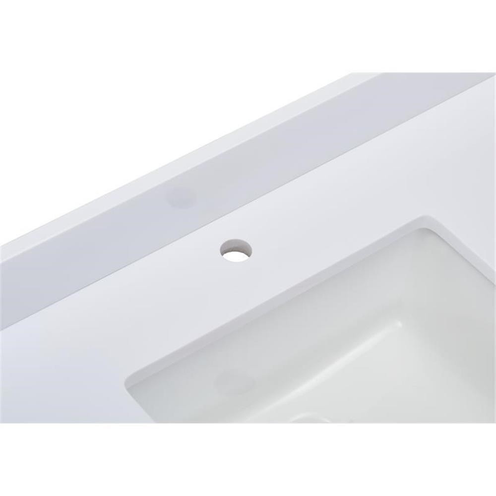 Pemberly Row 61 in.Composite Stone Vanity Top in Snowy White with White Basin