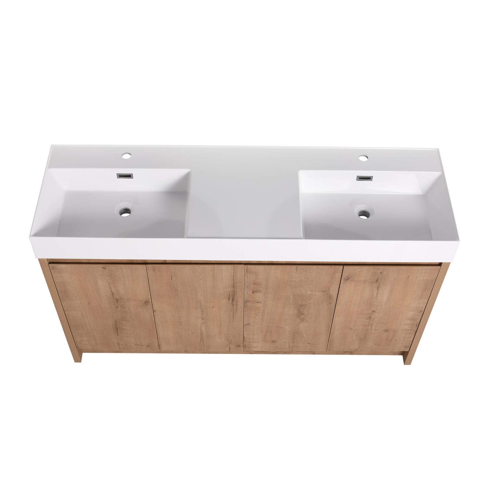 60 inch Freestanding Bathroom Vanity Cabinet Storage W/Dual Basin Sink +4 Doors