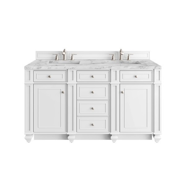60″ James Martin Bristol 157-V60D-BW-3CAR Double Vanity Cabinet Carrara Top