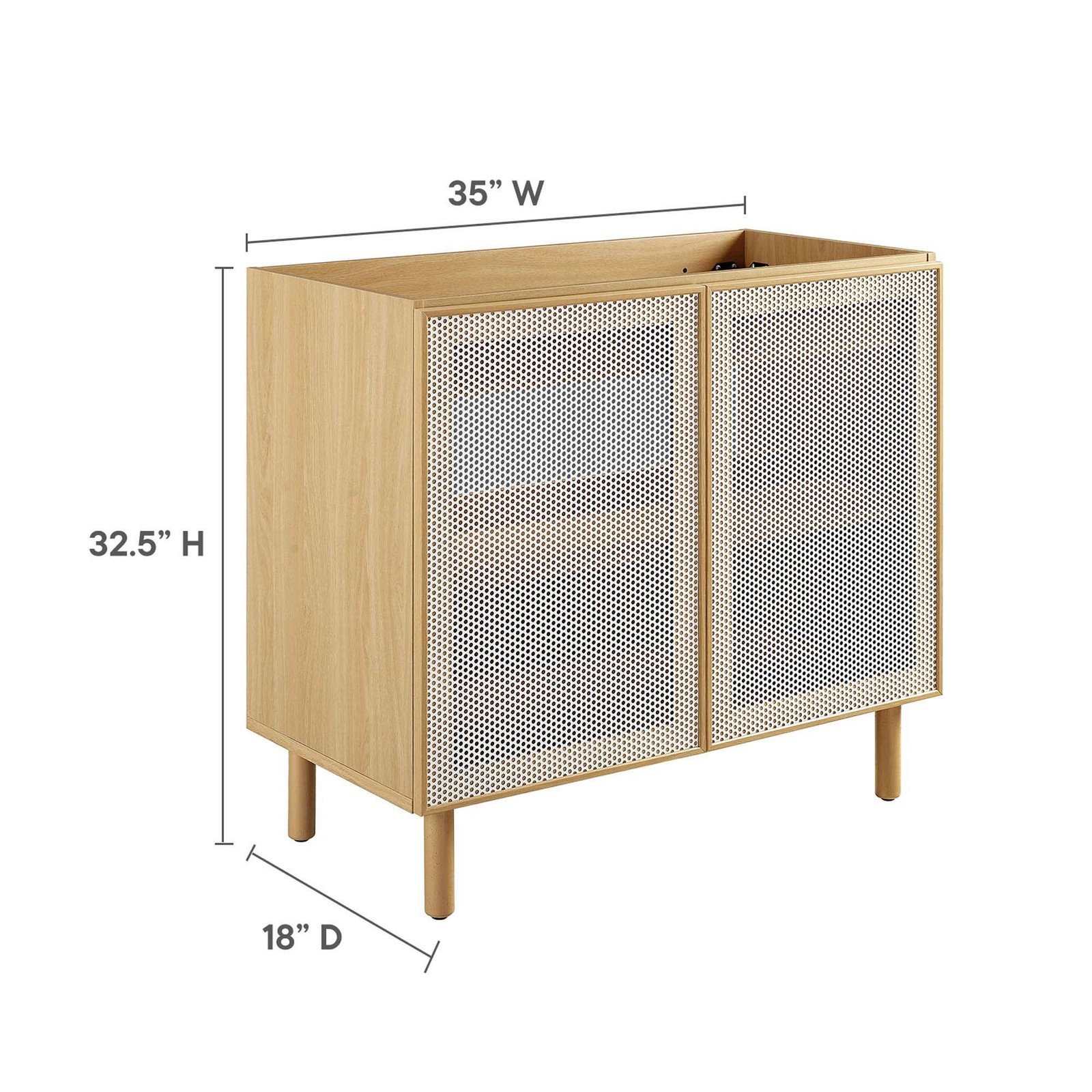 Calla 36″ Perforated Metal Bathroom Vanity Cabinet (Sink Basin Not Included)