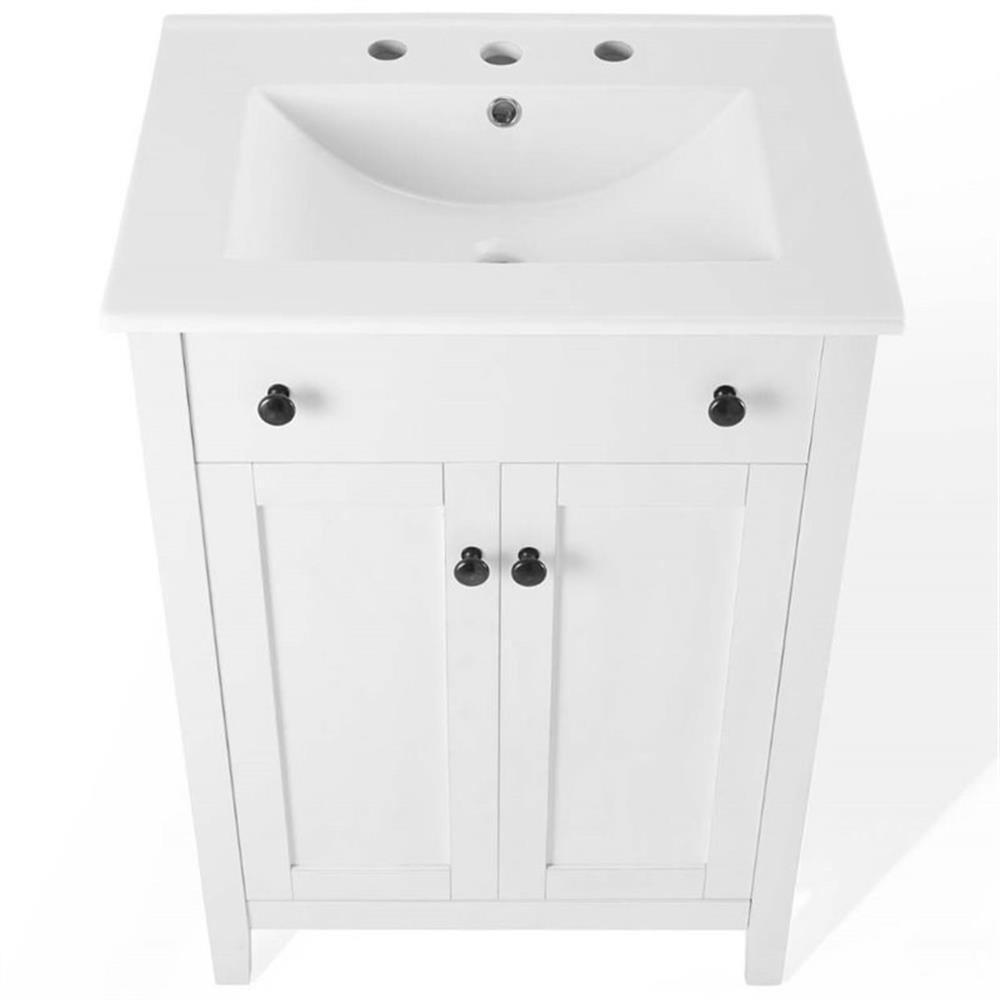 Modway Nantucket 24″ Modern Wooden Bathroom Vanity in White Finish
