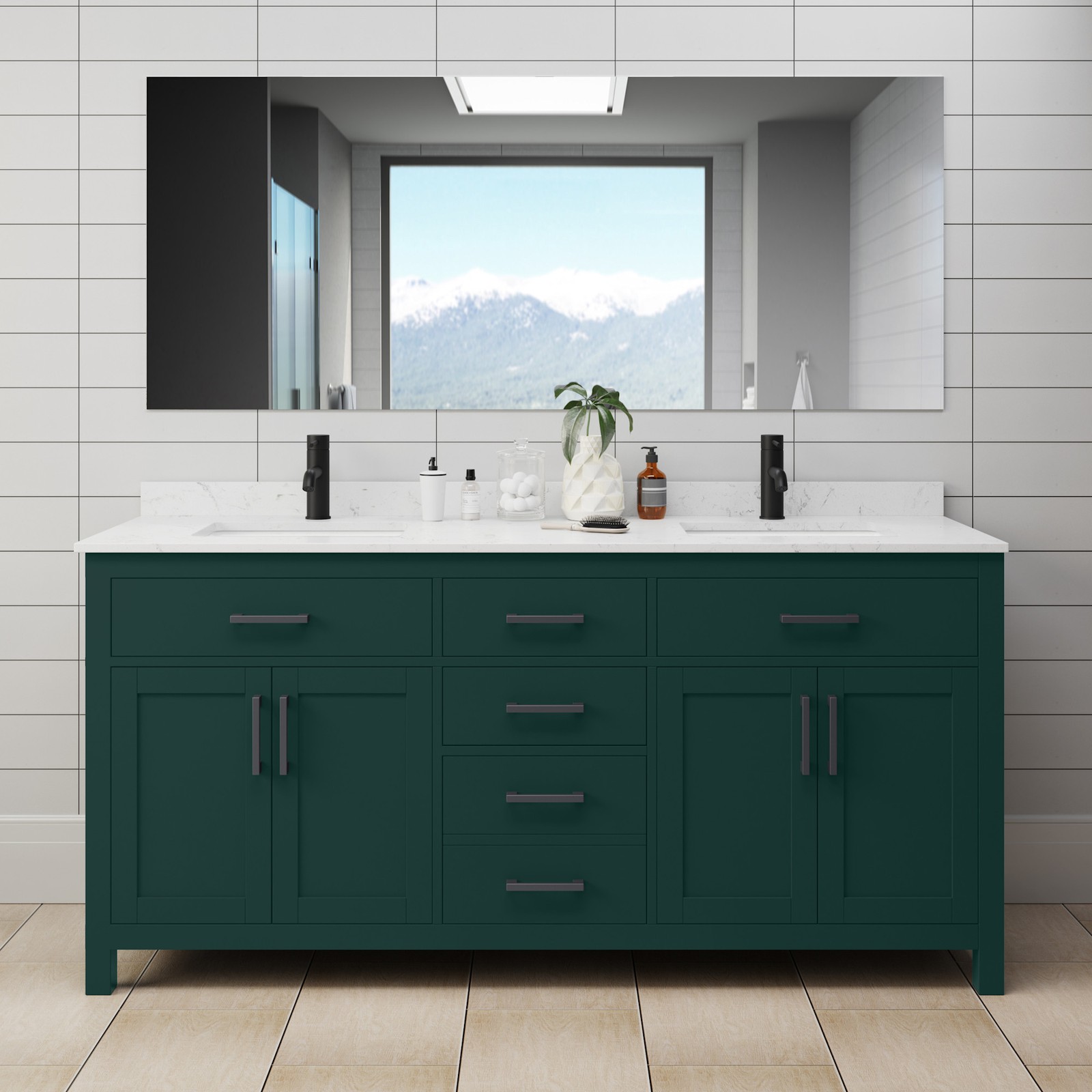 Wyndham Collection WCG242472D-UNSMXX Beckett 72″ – Green / Carrara Cultured