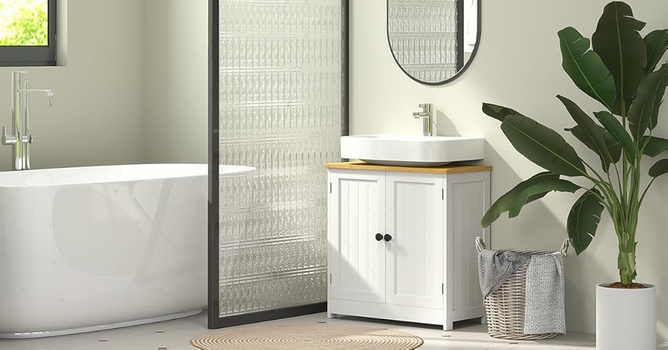Modern Bathroom Under Sink Cabinet, Bathroom Vanity for Wall Mount Sink, Storage