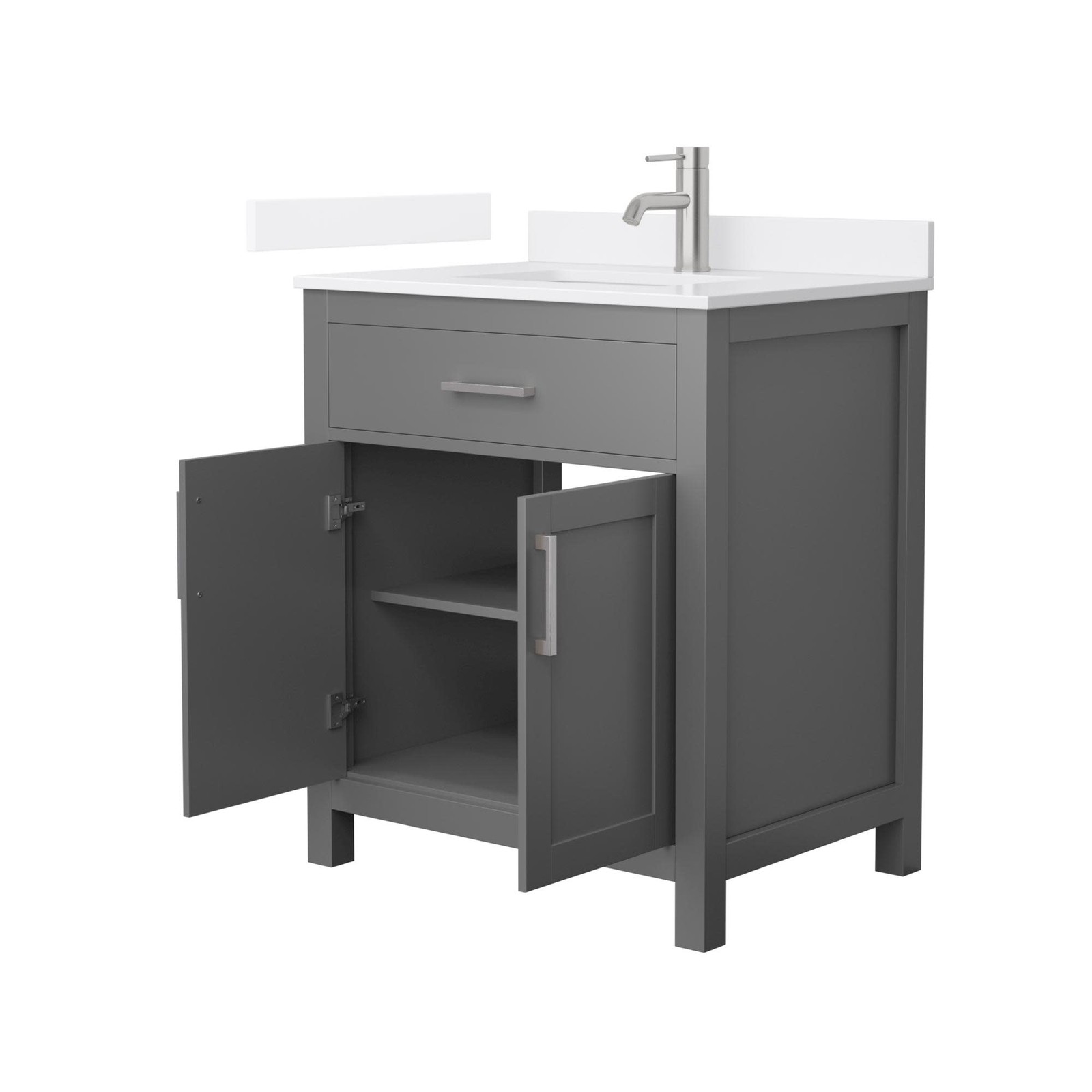 Wyndham Collection WCG2424-30S-QTZ-UNSMXX Beckett 30″ – Whitewashed Oak / White