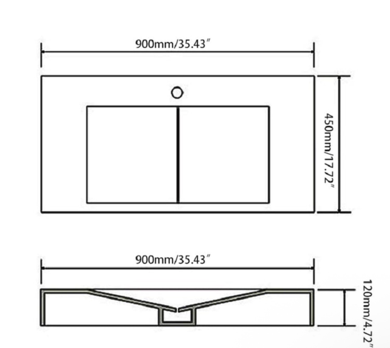 Matte White Wall-Mount Floating Sink Solid Surface Stone Resin Bathroom