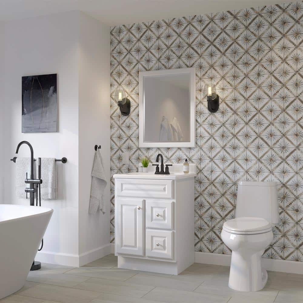 Hampton 24 in. W x 21 in. D x 33.5 in. H Bath Vanity Cabinet without Top in Whit