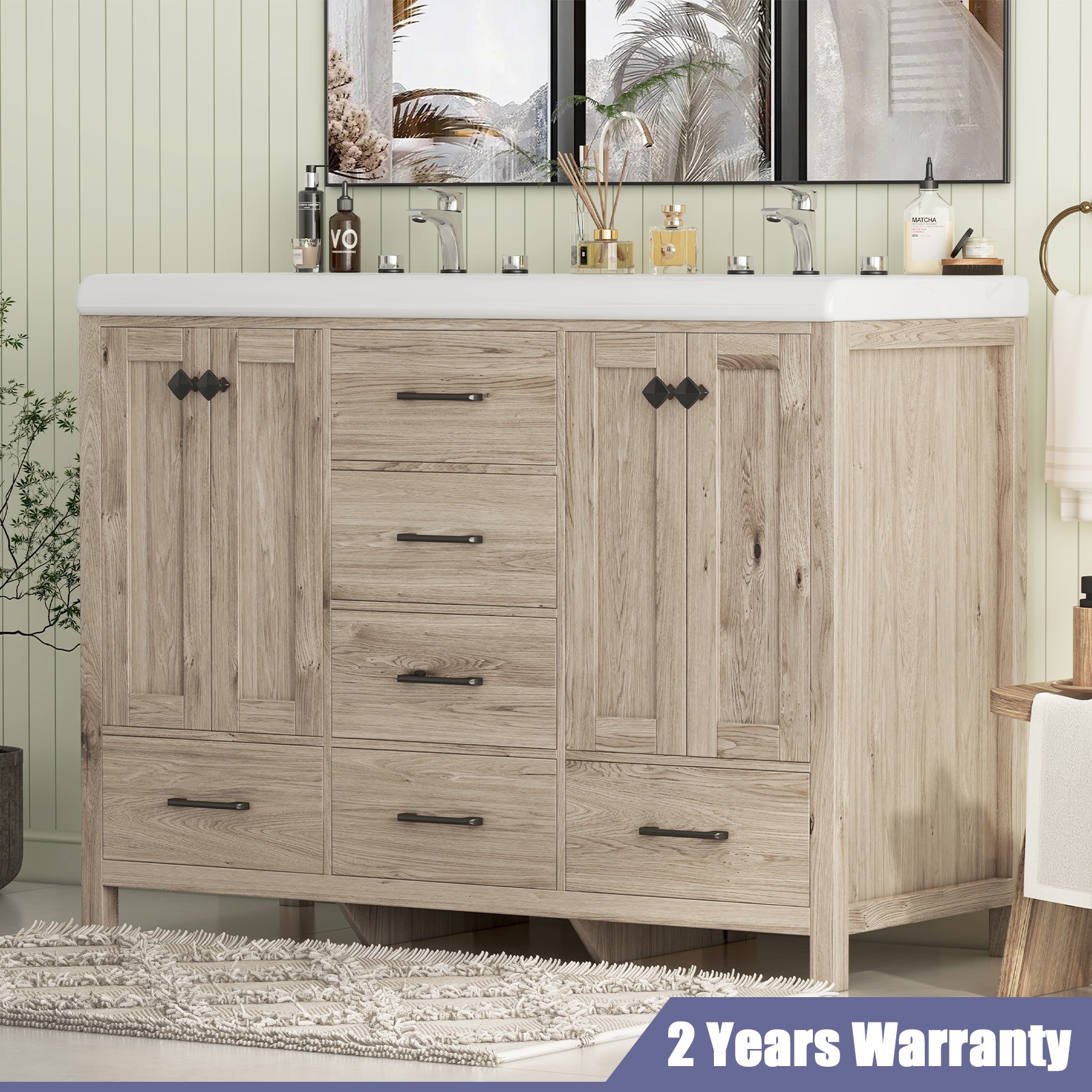 47″ Bathroom Vanity with Ceramic Sink Freestanding Storage Cabinet & 6 Drawers