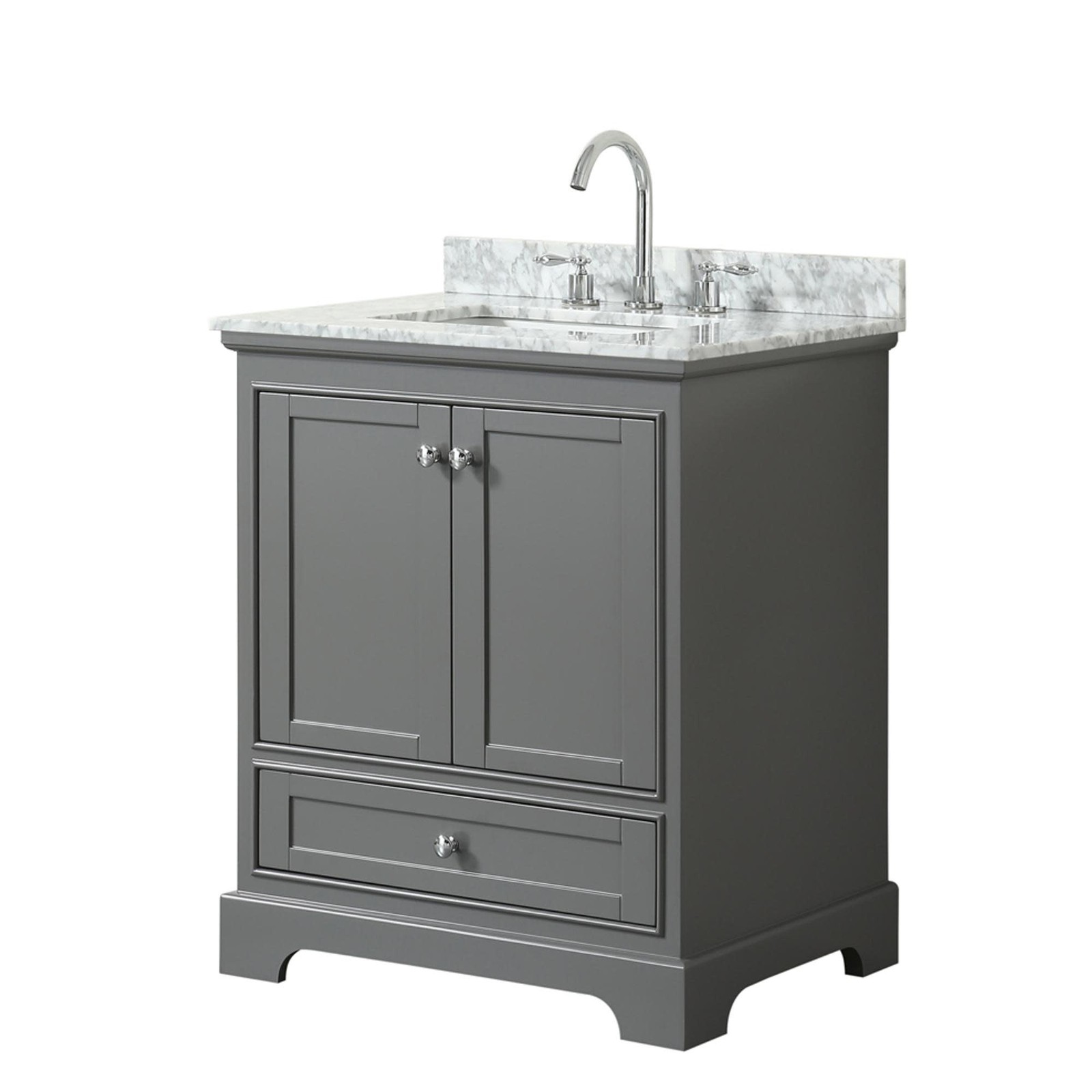 Wyndham Collection WCS202030SCMUNSMXX Deborah 30″ – White / White Carrara Marble