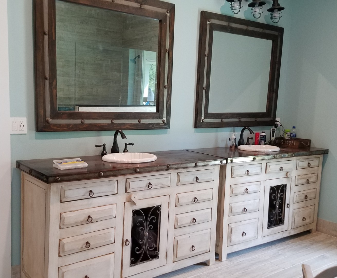 Saint Andrew Rustic Bathroom Vanity Furniture With Copper sink
