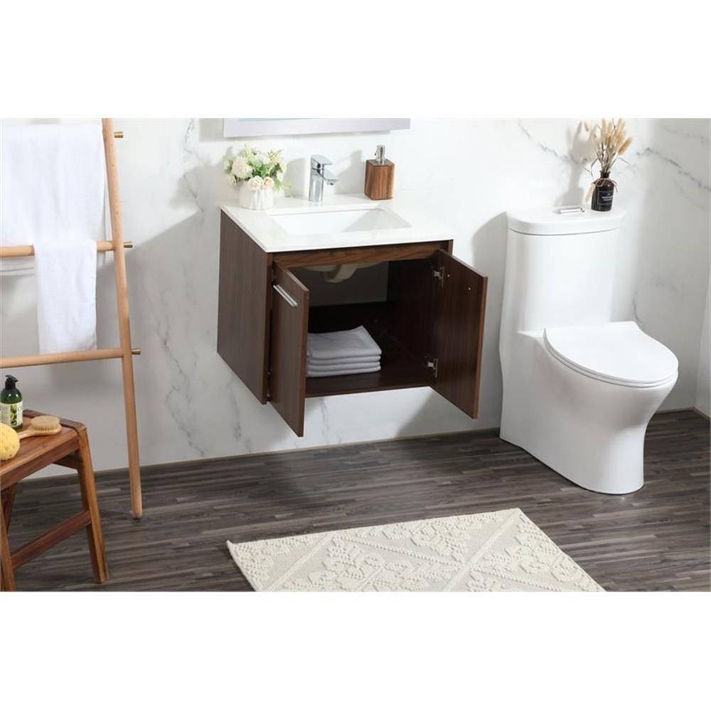 Elegant Decor Penn 24″ Aluminum Alloy MDF Single Bathroom Vanity in Walnut
