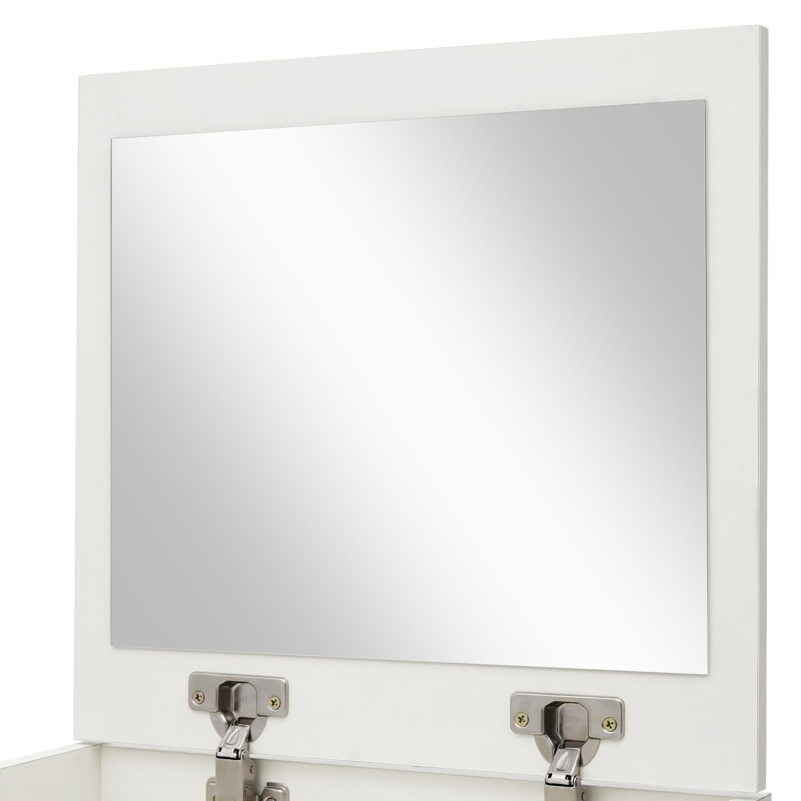 3-in-1 Flip Top Makeup Vanity Desk with Mirror Drawer and Cushioned Stool White