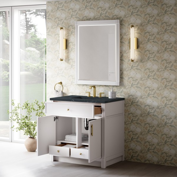 36″ James Martin Bellshire 660-V36-BW-3CSP Vanity Cabinet Charcoal Soapstone Top