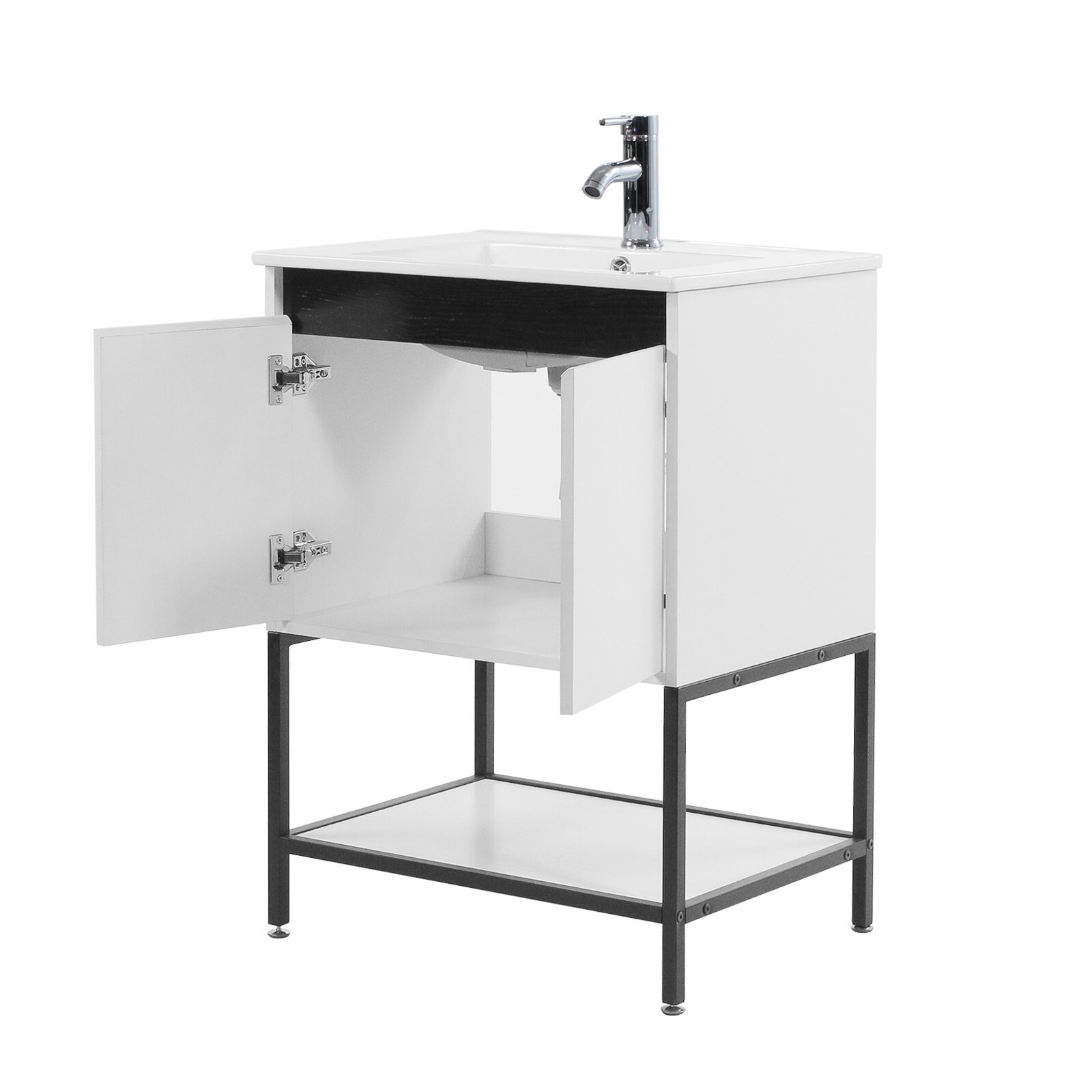 24″ Bathroom Vanity Combo Storage Cabinet FloorStanding w/Sink Faucet Set
