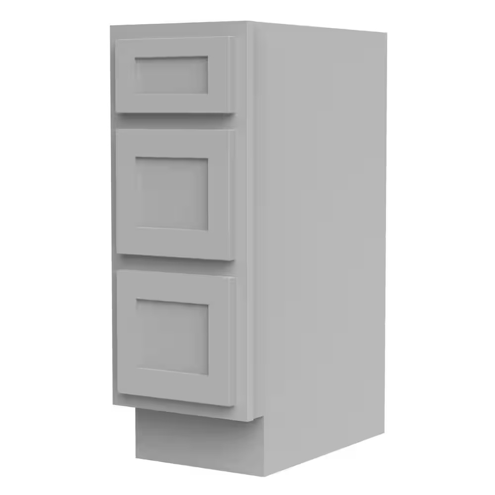 12 In. W X 21 In. D X 32.5 In. H 3-Drawers Bath Vanity Cabinet Only in Gray (Una