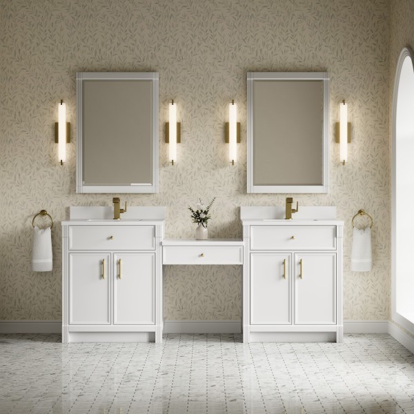 84″ James Martin Bellshire 660-VMC84-BW-1WZ Dual Vanity Cabinet White Zeus Top