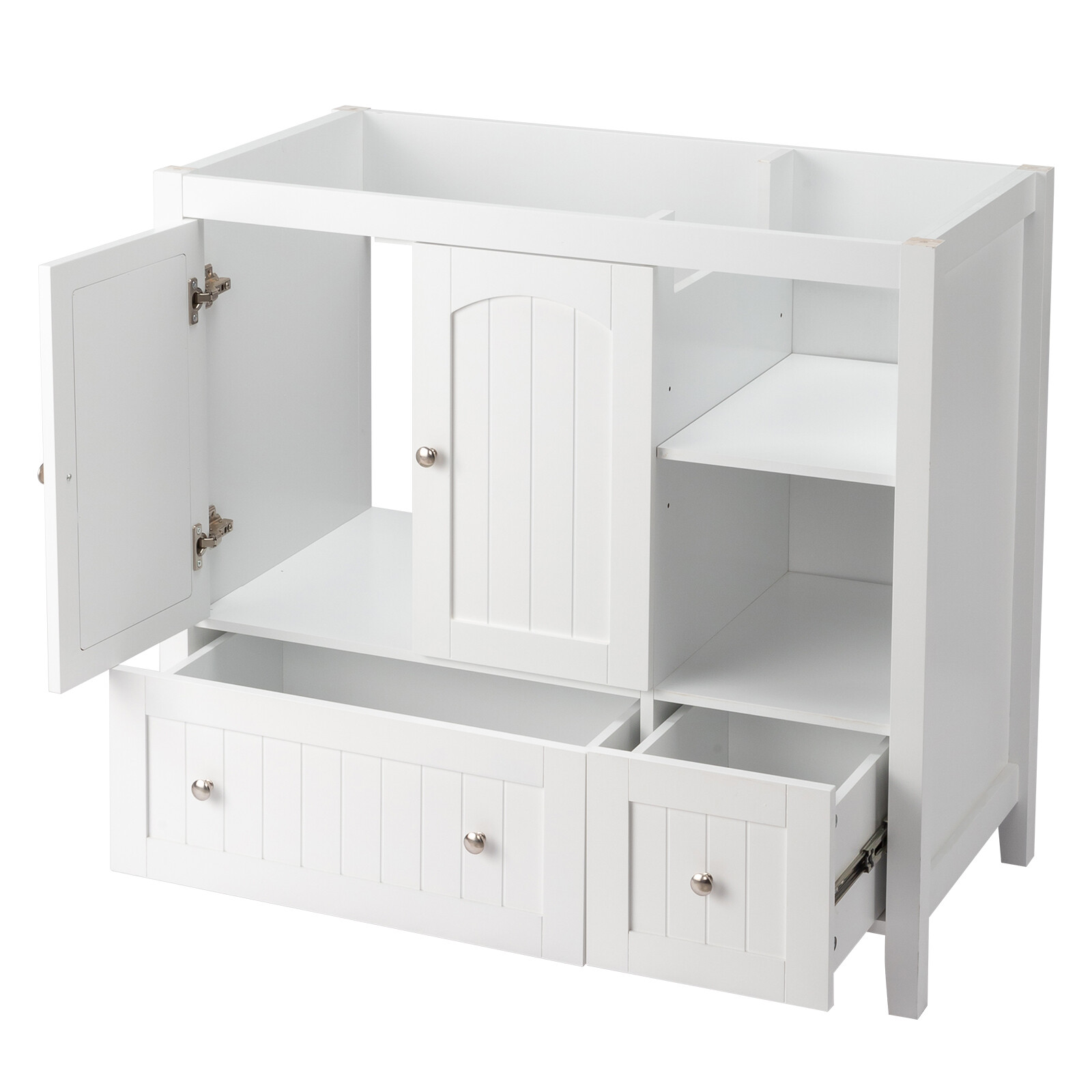 36 inch Bathroom Vanity without Sink Wood Storage Cabinet w/ 2 Doors & 2 Drawers