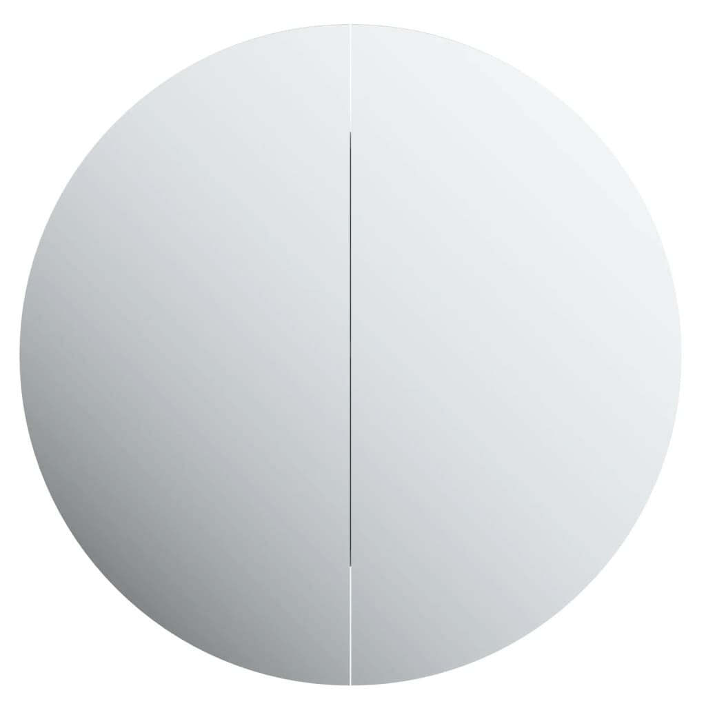 Bathroom Cabinet with Round Mirror&LED Oak 18.5″x18.5″x6.9″