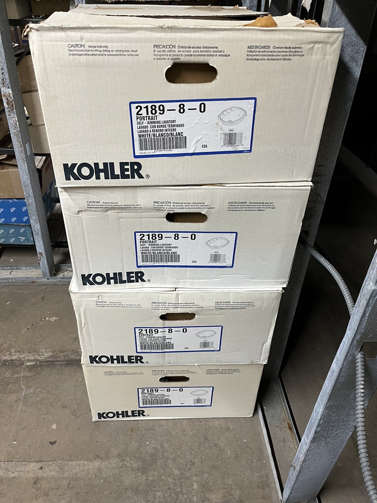 Kohler K-2189-8-0 Portrait Self-Rimming Bathroom Sink, white, NEW
