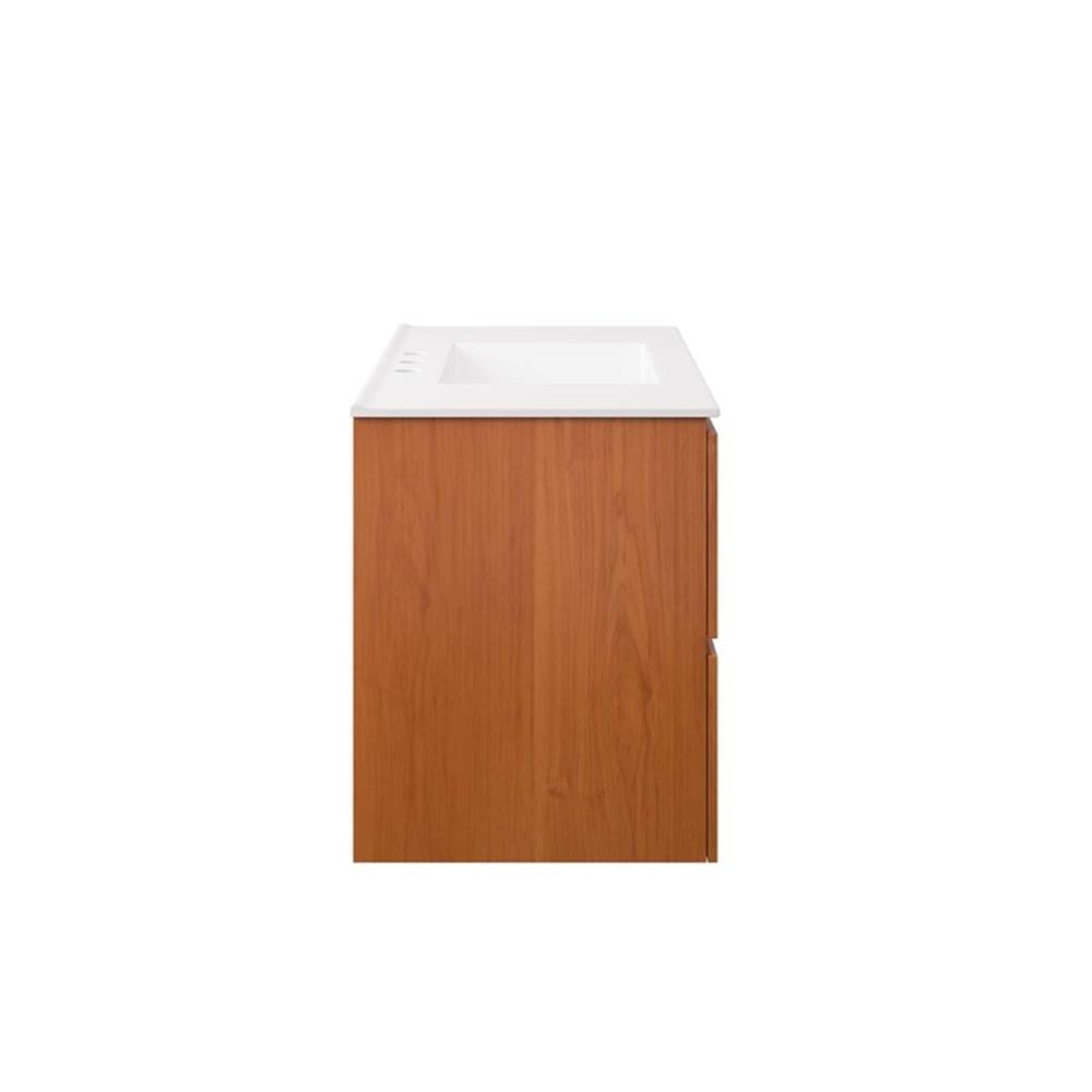 Pemberly Row Contemporary Bathroom Vanity in Cherry White Finish