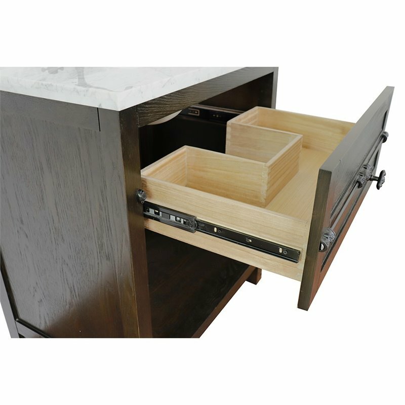 Plantation 31″ Solid Wood Single Oval Sink Vanity in Black Galaxy/Brown Ash