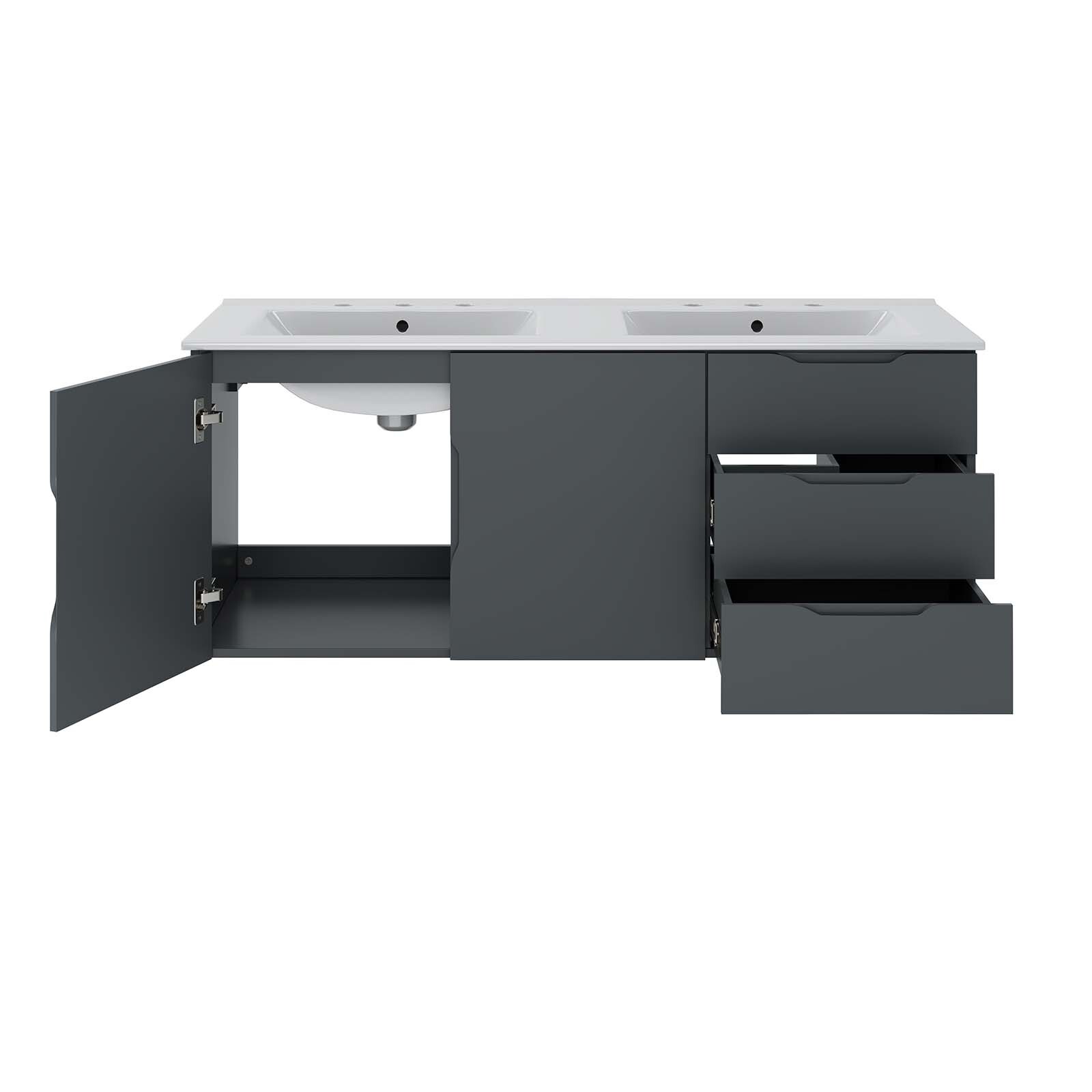 Modway Vitality 48″ Double Sink Bathroom Vanity in Gray White