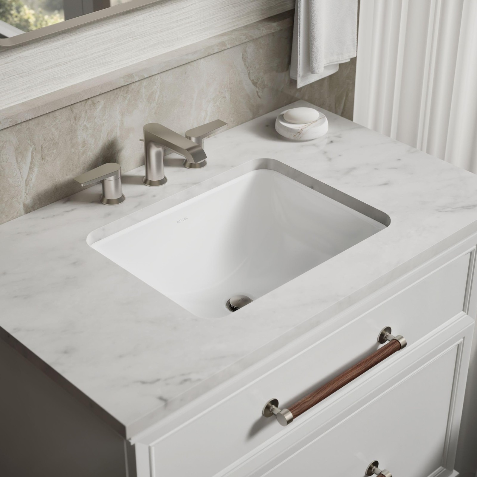 KOHLER 200000 Caxton Rectangle Undermount Bathroom Sink, Bathroom Vanity Sink…