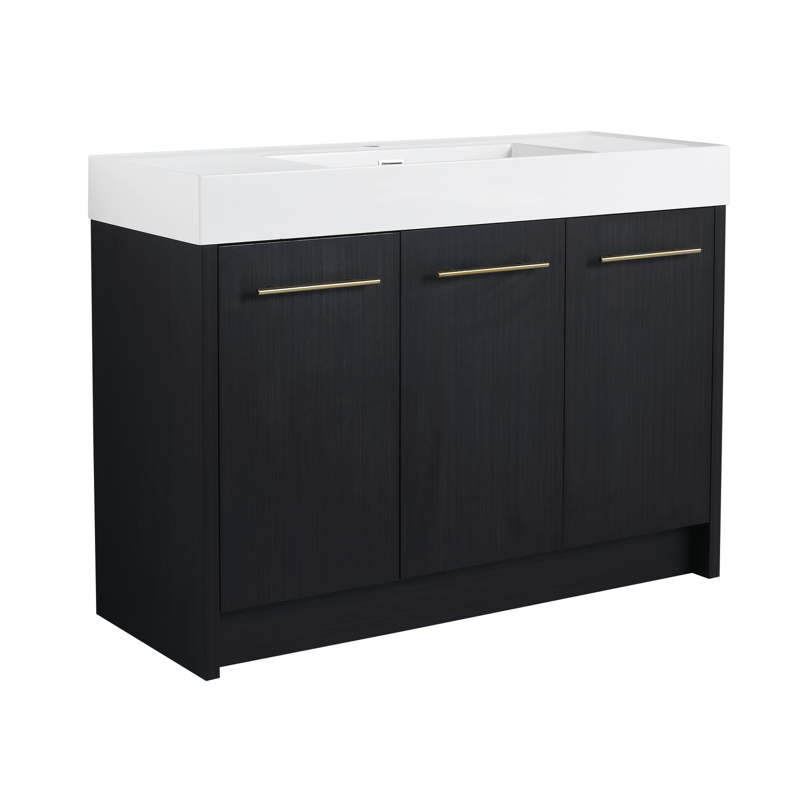 48 Inch Plywood Freestanding Bathroom Vanity with Resin Sink Door Cabinet Black