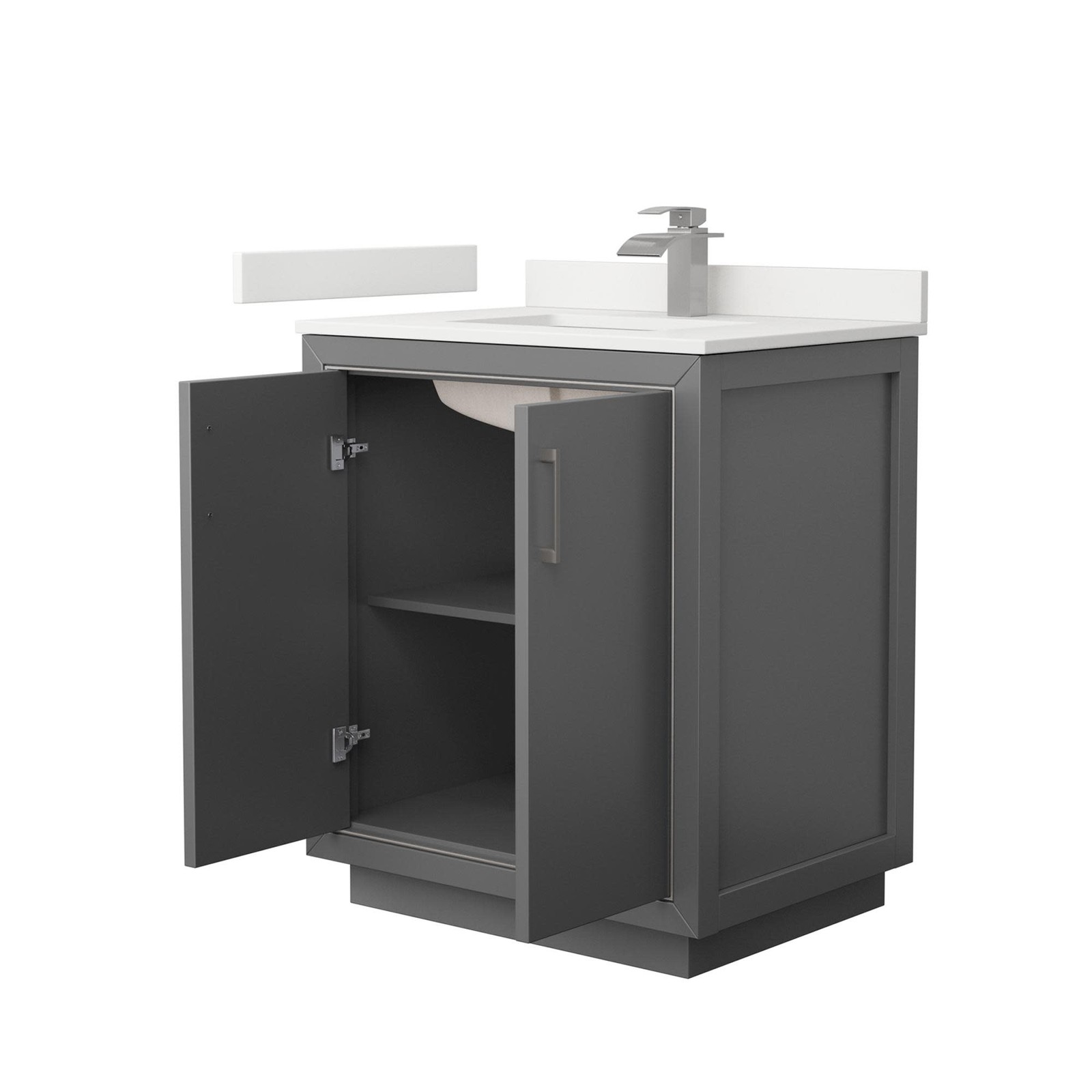 Wyndham Collection WCF111130S-QTZ-UNSMXX Icon 30″ – Dark Gray / White Quartz Top