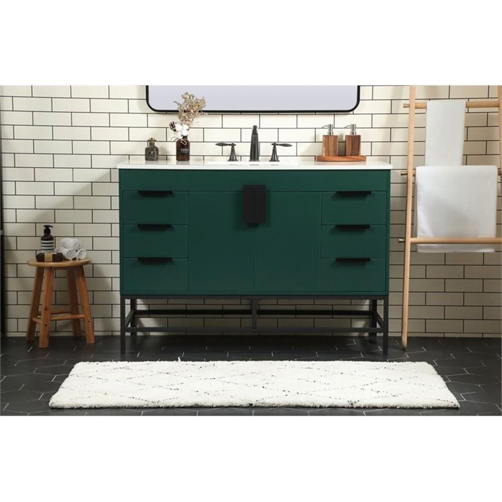 Elegant Decor Eugene 48″ Aluminum Iron MDF Single Bathroom Vanity in Green