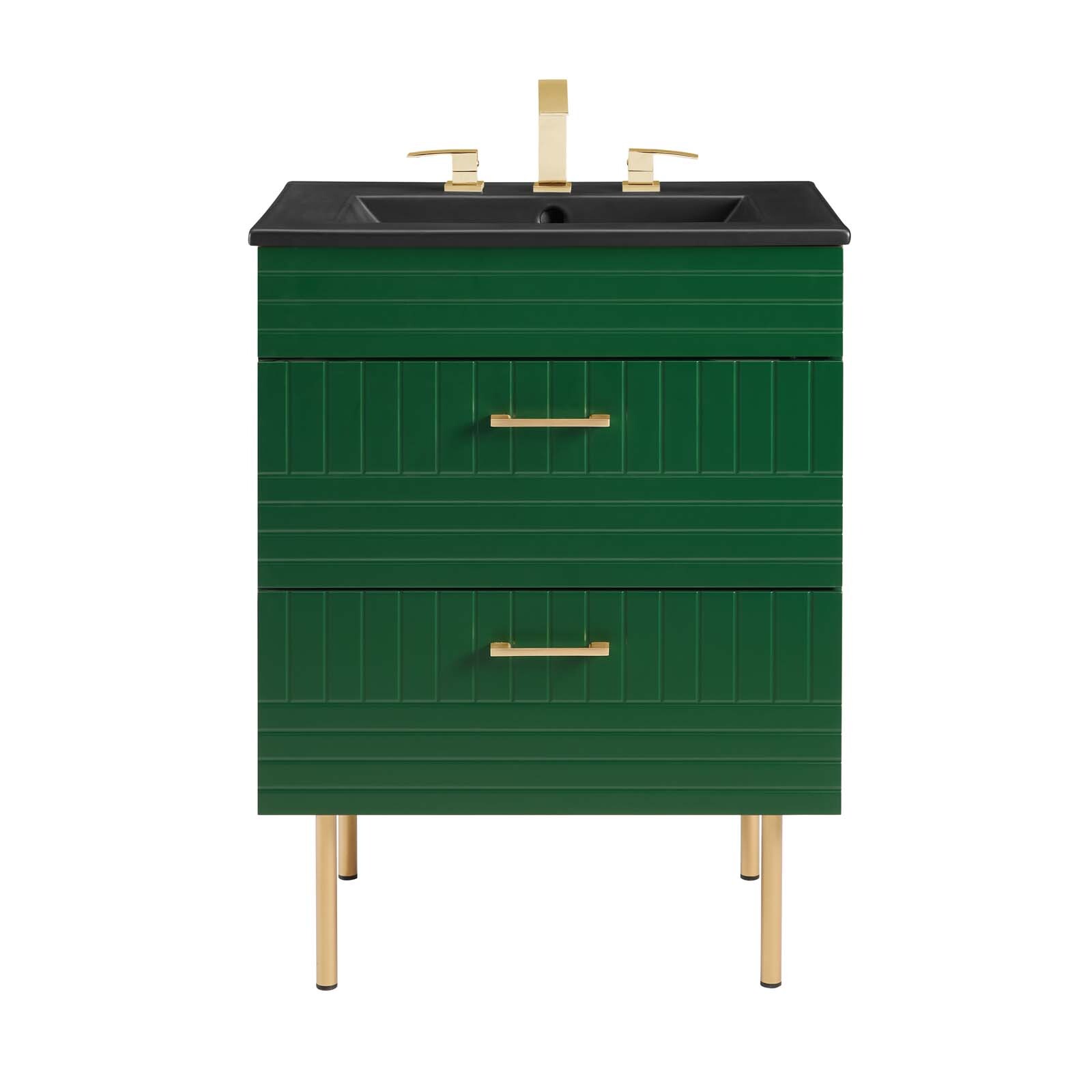 Modway Daybreak 24″ Wall-Mount Bathroom Vanity in Green Black