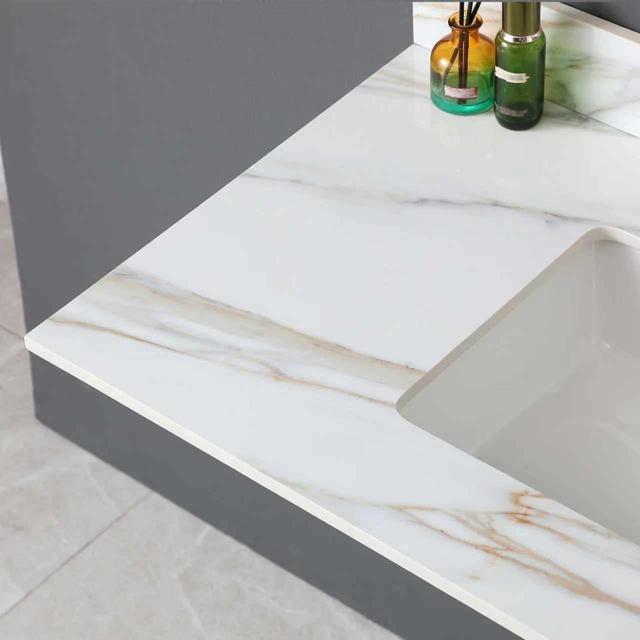 43″ Marble Vanity Top with Undermount Sink & Backsplash Carrara White
