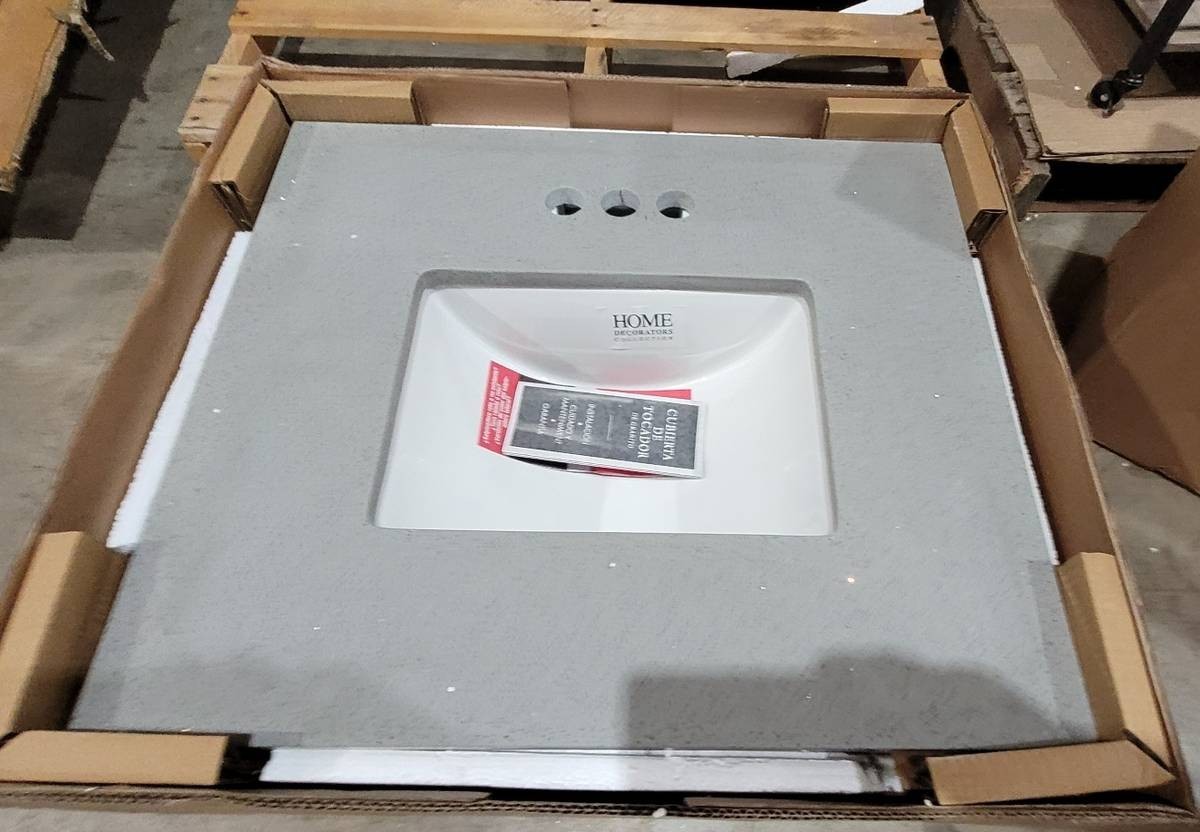 HDC Sparkling Gray 25″Wx22″D Engineered Marble Vanity Top Gray w/White sink 47C