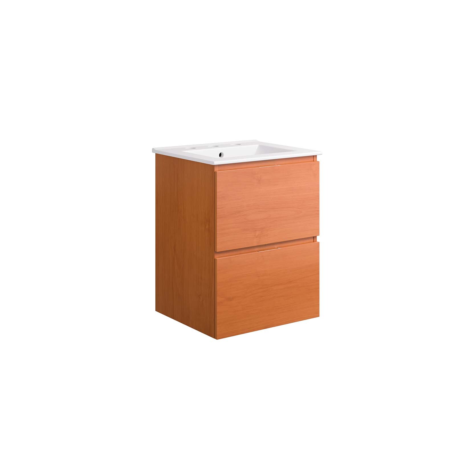 Modway Scenic 18″ Wall-Mount Bathroom Vanity in Cherry White