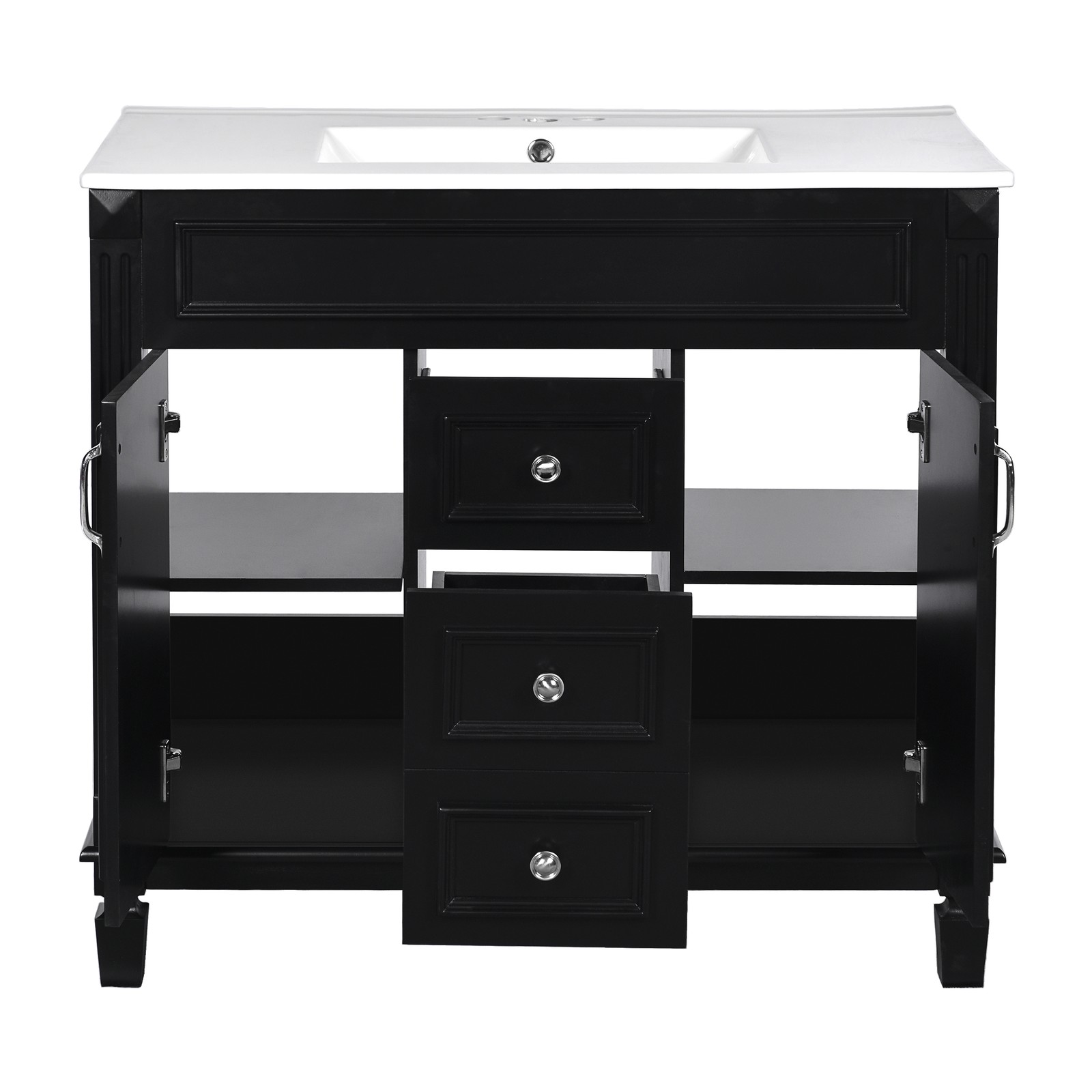 Single sink bathroom dressing table,2 soft-closed doors and 2 drawers