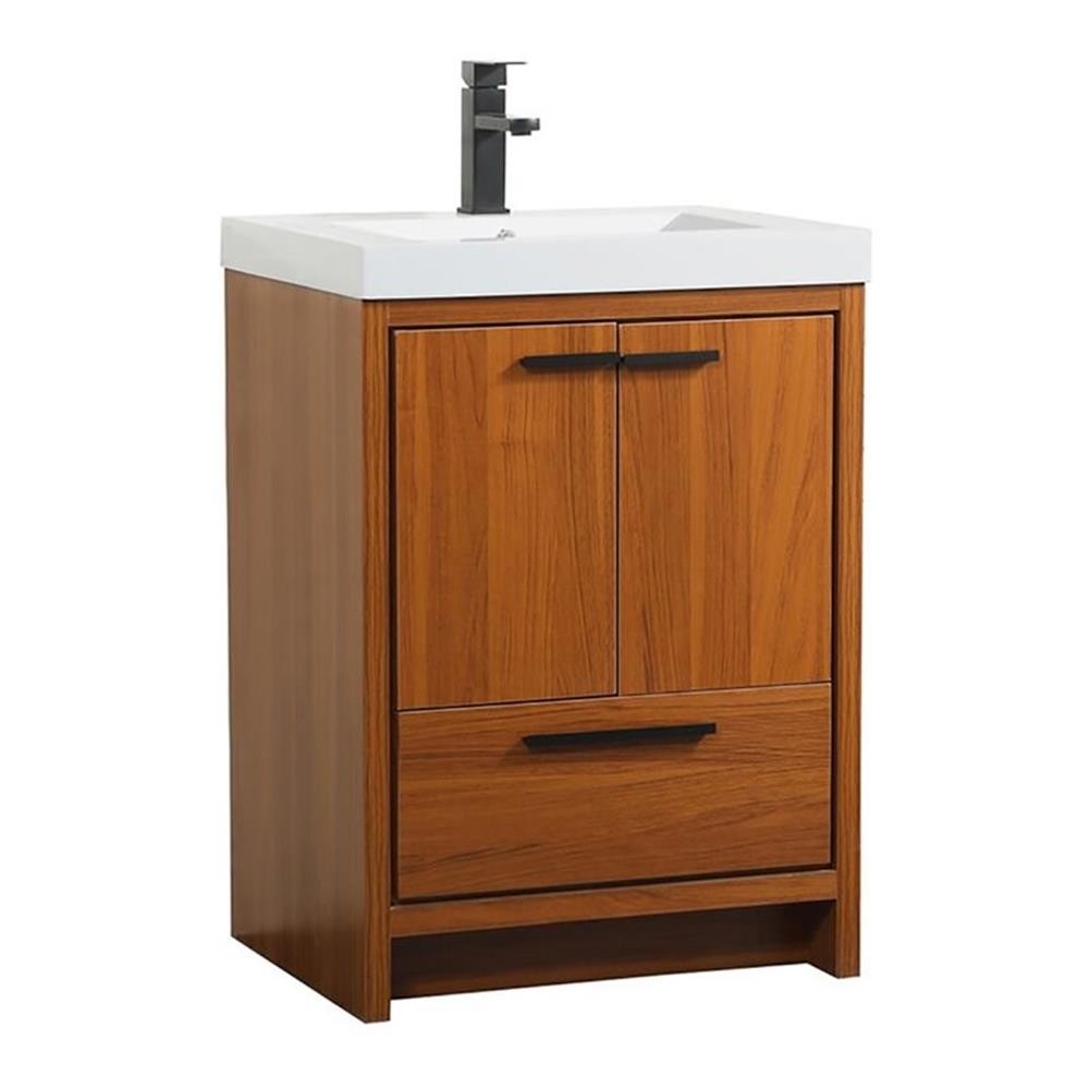 Elegant Decor Wyatt 24″ Aluminum Alloy and MDF Single Bathroom Vanity in Teak
